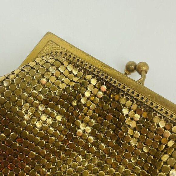Vintage Whiting & Davis #2684 gold tone metal mesh coin purse kiss clasp (X3) - Picture 6 of 12